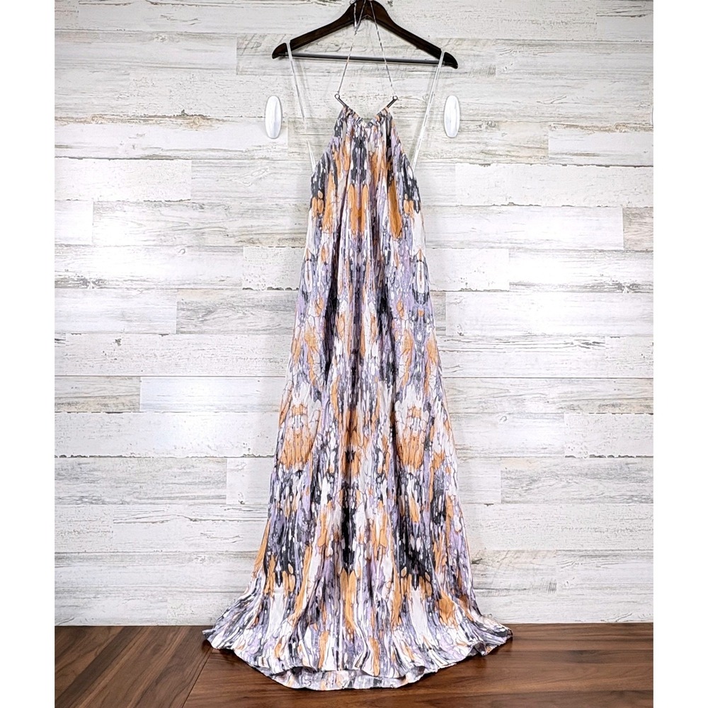 Zimmermann Maxi Dress 1/US 6 Purple Orange Silk Habutae Halter Chic Festival